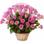 Basket of pink roses