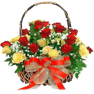 Red Yellow Basket of Roses