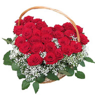 Heart of flowers in the basket