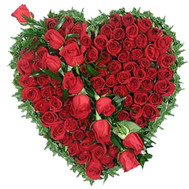 Heart of red flowers