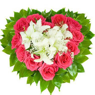 Heart of lilies and roses