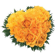 Heart of yellow roses