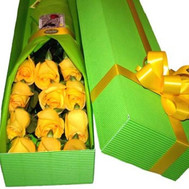 Yellow roses in a box