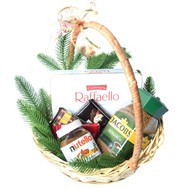 Christmas basket with coffee and sweets