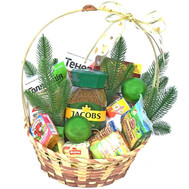 Christmas basket with coffee