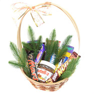 Christmas basket with nutella and chocolate bars