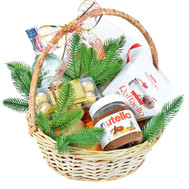Christmas basket with vermouth and candy