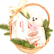 Gift basket for the New Year with Raffaello and Teddy Bear