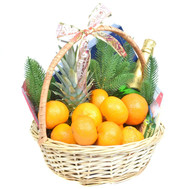 Christmas gift basket with alcohol