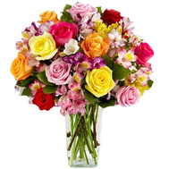 Large bouquet of roses and alstroemeria