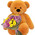 Brown big Bear with chrysanthemums