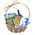 Gift basket with wine and cheese