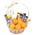 Basket with tangerines and chocolate bars