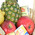 Gift basket with fruit, wine and cheese