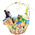 Gift basket with cheese, olives and wine