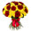 Bright bouquet of roses and chrysanthemums