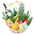Christmas basket with fruit, wine and cheese