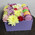 Bouquet in a square box with macarons 2