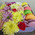Bouquet in a square box with macarons 4
