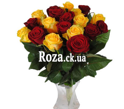 19 червоних і жовтих троянд