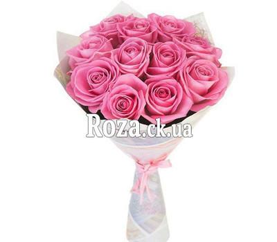 11 pink roses in paper