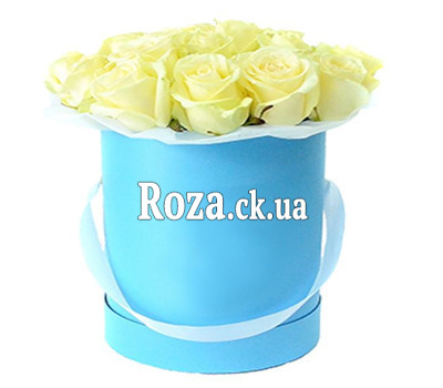 15 white roses in a box