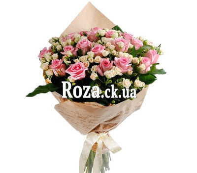 A beautiful bouquet of bush and ordinary roses