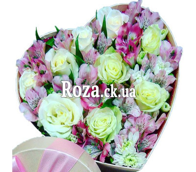 Heart of flowers in a box