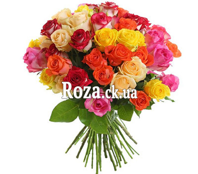 Bright bouquet of 51 roses