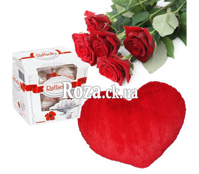 5 roses heart and rafaello