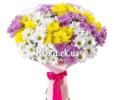 Multicolored bouquet of chrysanthemums