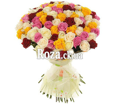 Bouquet of multicolored roses in Cherkassy
