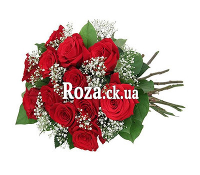 Red roses with gypsophila