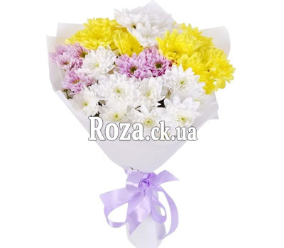Beautiful bouquet of multicolored chrysanthemums