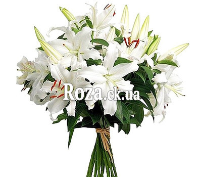 White lilies in a bouquet