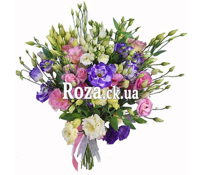Multicolored eustoma in bouquet