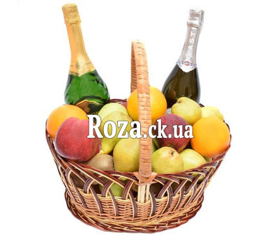 Large fruit basket with elite champagne