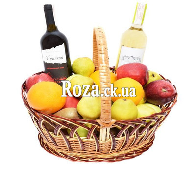 Fruit basket with imported wine