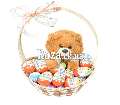 Basket with Kinder Surprise and Bear