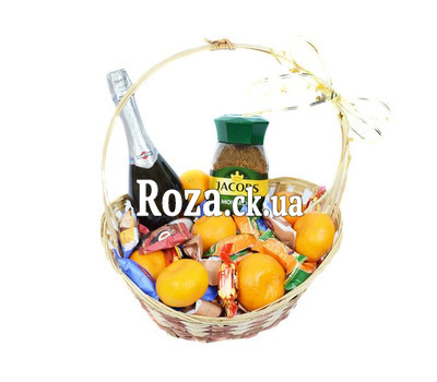 Basket of sweets, coffee and Asti Martini