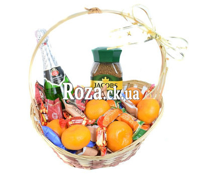 Basket of sweets, coffee and Asti Martini