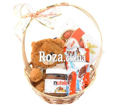 Basket with Teddy Bear and Nutella