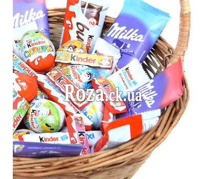 Basket with chocolate and Kinders 2