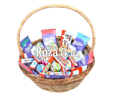 Basket with chocolate and Kinders