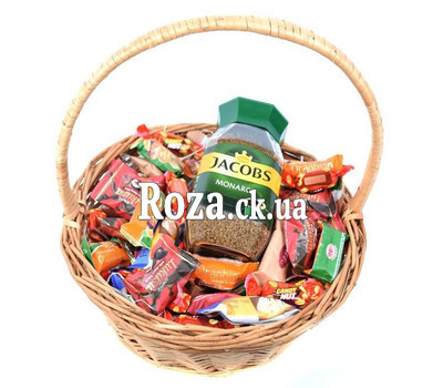Gift basket with coffee and sweets