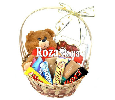 Gift Basket with candy and Teddy Bear