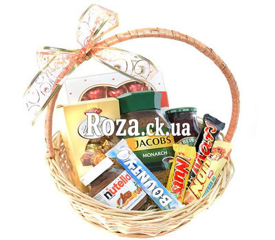 Gift basket with sweets and coffee
