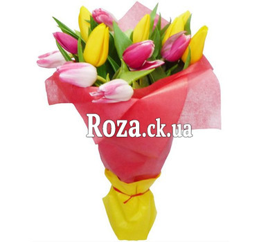 Bouquet of tulips in the package