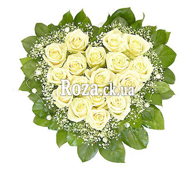 Flowers in the form of heart with gypsophila