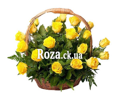 Basket of yellow roses